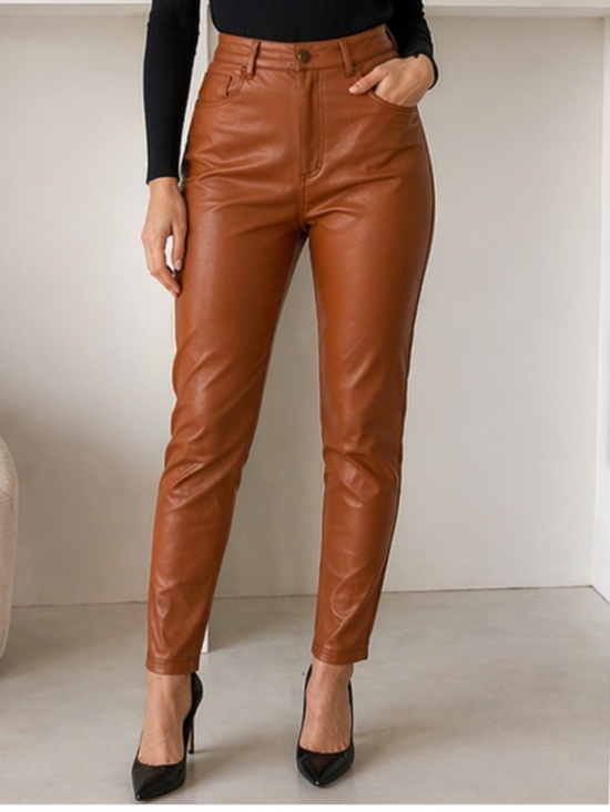 Pants - Calzedonia Brown Faux Leather Pants